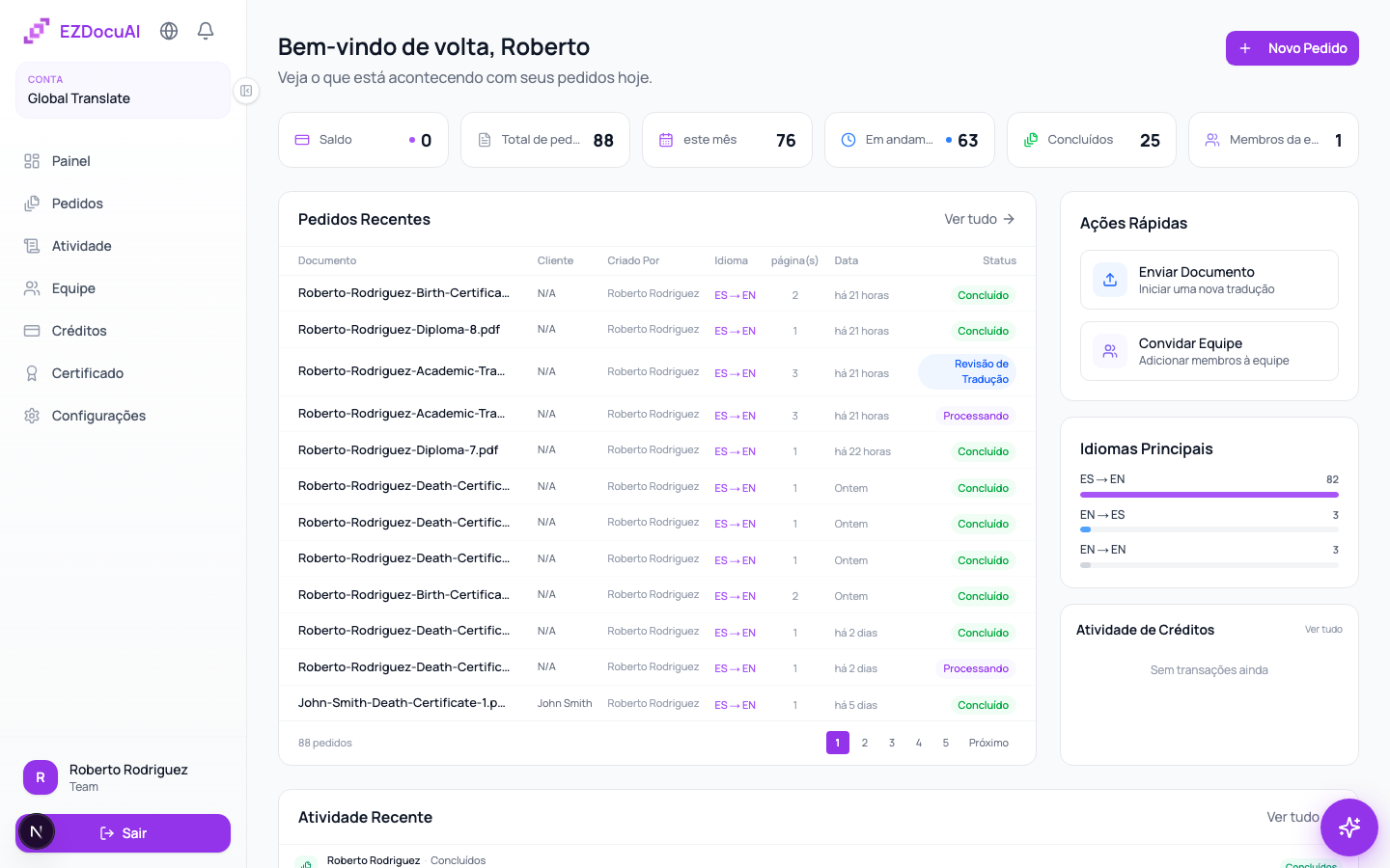 Glossário e memória de tradução