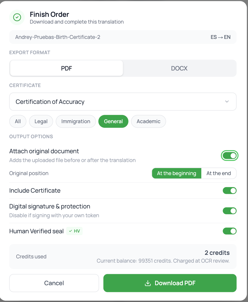Download window with delivery options