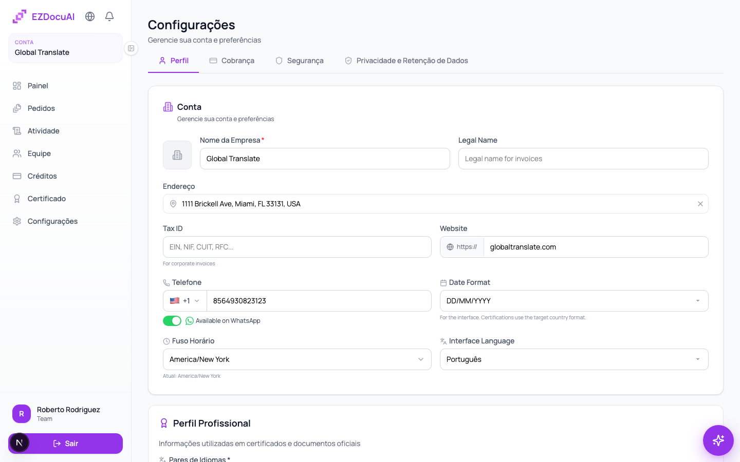 Configurar sua conta e preferências